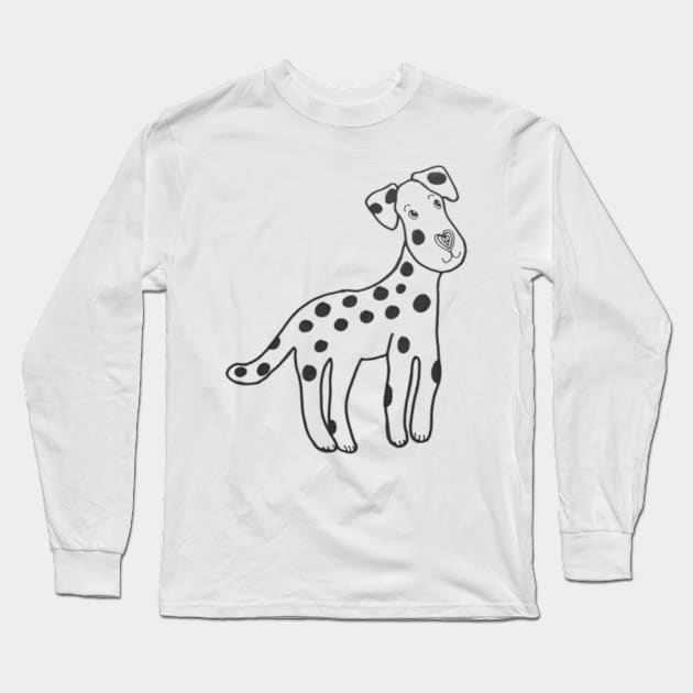 Dalmation dog with heart nose Long Sleeve T-Shirt by Puddle Lane Art